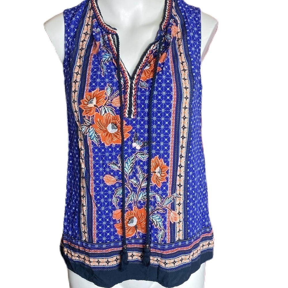 Daniel Rainn Colorful Floral Boho Blouse